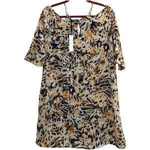 NWT Three Eighty Two Dress Abstract Cold Shoulders